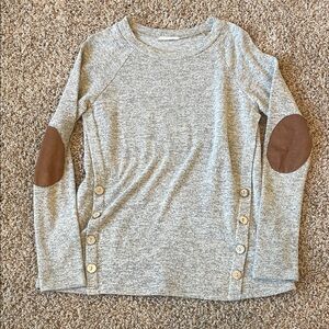 Gray Long Sleeve with Brown Accents